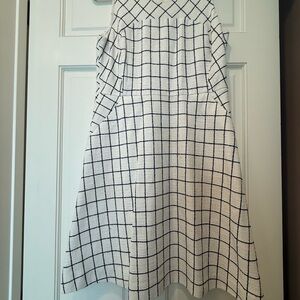 J. Crew White Dress with Navy Windowpane Check
